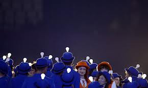 2012 Olympics Closing Ceremony London, blue men light bulbs