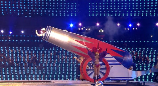 2012 Olympics Closing Ceremony London, Monty Python eric Idle human cannonball