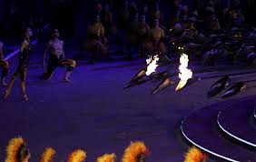 2012 Olympics Closing Ceremony London, torch flame extinguished copper leafs