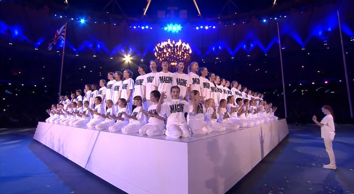 2012 Olympics Closing Ceremony London, John Lennon Imagine pyramid