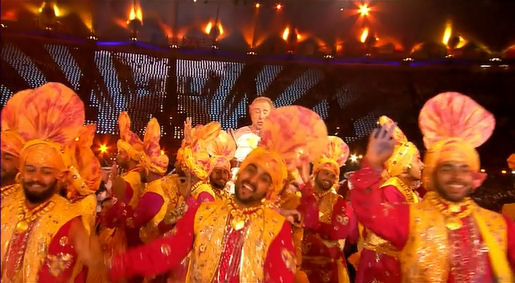 2012 Olympics Closing Ceremony London, always ook on the birght side bhangra dancers