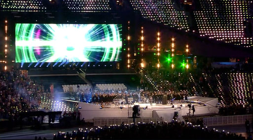 2012 Olympics Closing Ceremony London, muse survival white light tunnel screen