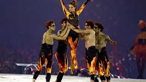 2012 Olympics Closing Ceremony London, spirit of the flame dancers fire