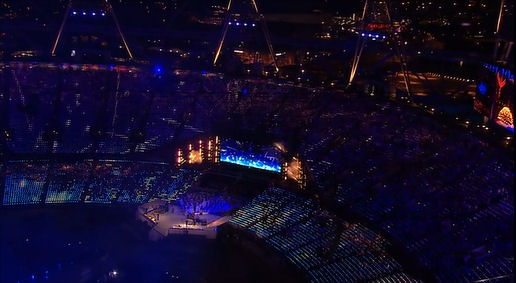 2012 Olympics Closing Ceremony London, rule the world lights rising
