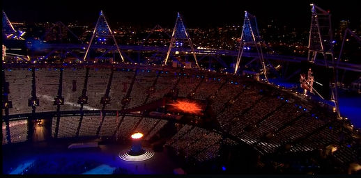 2012 Olympics Closing Ceremony London, Wish You were Here sun moon tower