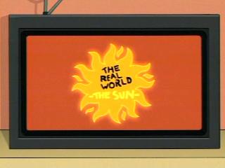 Futurama cartoon Real World spoof of soul on sun burns to death
