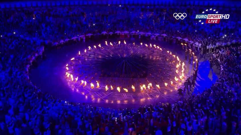 2012 Olympics opening ceremony lighting the cauldron ring of fire