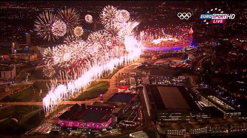 2012 Olympics opening ceremony illuminati ritual torch finale with fireworks to pink floyd dark side of the moon song Eclipse