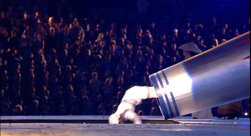 2012 Olympics Closing Ceremony London, monty python eric idle human cannonball bright side