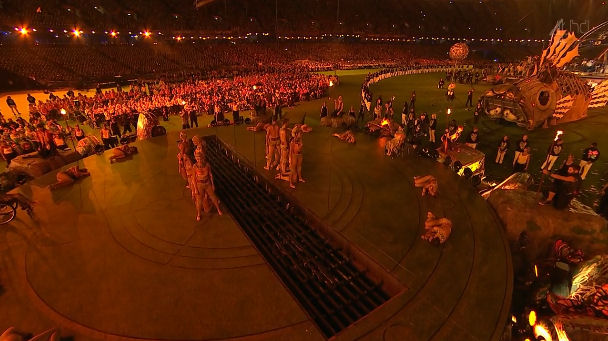 2012 World Olympic Games Paralympics Closing Ceremony truck invasion of the machines fish truck