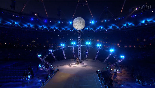 2012 Paralympics London moon tower and Stephen Hawking
