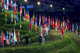 2012Olympics Opening Ceremony Parade of Nations Flags Walking the Labyrinth