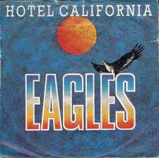 Eagles Hotel California single cover with sun