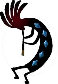 Trickster God Kokopelli playing his flute pipe