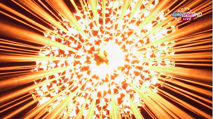 2012 Olympics opening ceremony lighting the cauldron ritual of the sun fire ball