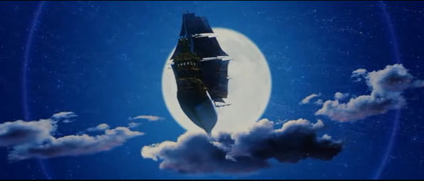 Peter Pan sails off into the moon