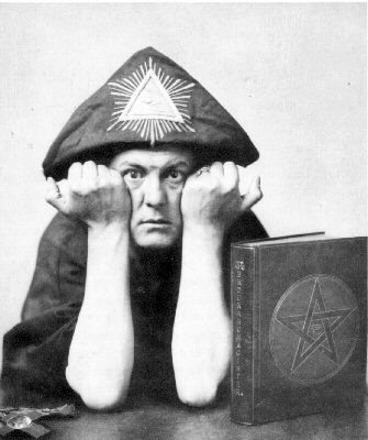 Aleister Crowley Order of the Golden Dawn illuminati all-seeing eye of horus pyramid and sun symbolism logo
