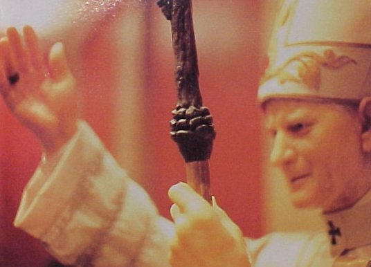 Pine cone on staff of the Pope